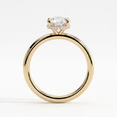 Oval lab-grown diamond solitaire engagement ring in 14K (585) yellow gold, side profile 