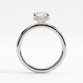 Oval lab-grown diamond solitaire engagement ring in 14K (585) white gold, side profile 