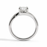 Oval lab-grown diamond solitaire engagement ring in 14K (585) white gold, side profile 