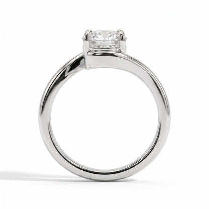 Oval lab-grown diamond solitaire engagement ring in 14K (585) white gold, side profile 