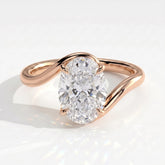 Oval lab-grown diamond solitaire engagement ring in 14K (585) rose gold, front view 