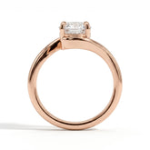 Oval lab-grown diamond solitaire engagement ring in 18K (750) rose gold, side profile 