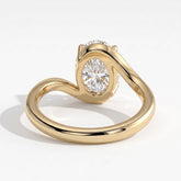 Oval lab-grown diamond solitaire engagement ring in 18K (750) yellow gold, side profile 