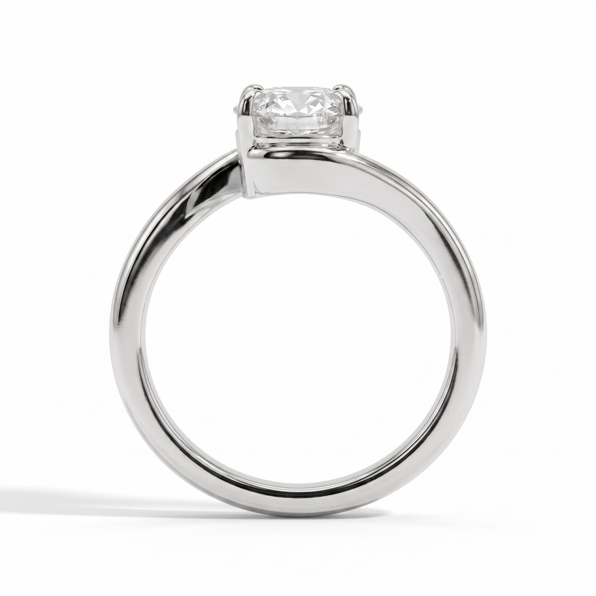 Oval lab-grown diamond solitaire engagement ring in 950 platinum, side profile 