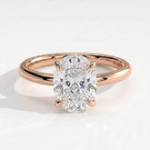Oval lab-grown diamond solitaire engagement ring in 18K (750) rose gold, front view 