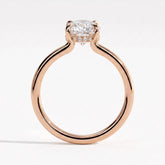 Oval lab-grown diamond solitaire engagement ring in 18K (750) rose gold, side profile 