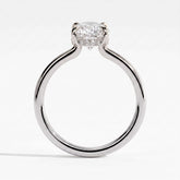 Oval lab-grown diamond solitaire engagement ring in 950 platinum, side profile 