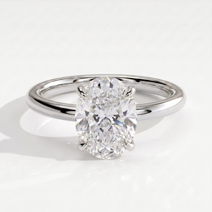 Oval lab-grown diamond solitaire engagement ring in 950 platinum, front view 