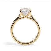 Oval lab-grown diamond solitaire engagement ring in 14K (585) yellow gold, side profile 