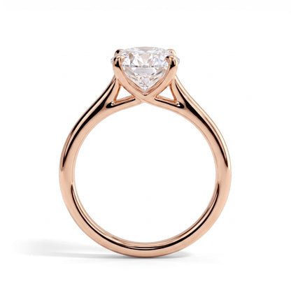 Oval lab-grown diamond solitaire engagement ring in 14K (585) rose gold, side profile 