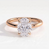 Oval lab-grown diamond solitaire engagement ring in 14K (585) rose gold, front view 