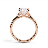 Oval lab-grown diamond solitaire engagement ring in 18K (750) rose gold, side profile 