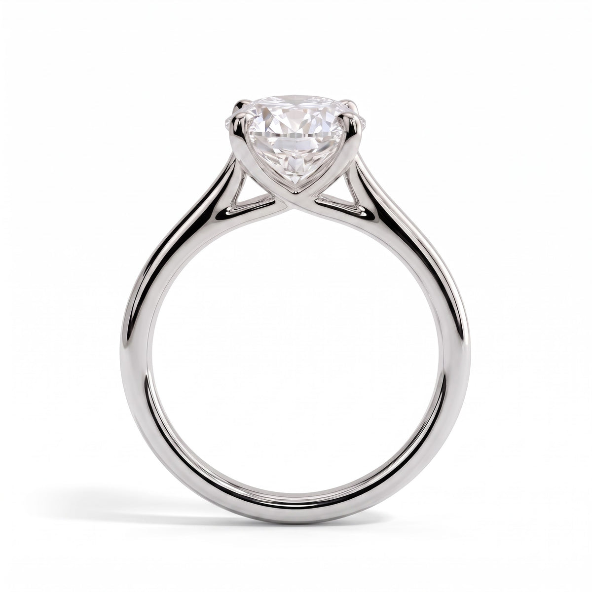 Oval lab-grown diamond solitaire engagement ring in 950 platinum, side profile 