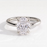 Oval lab-grown diamond solitaire engagement ring in 950 platinum, front view 