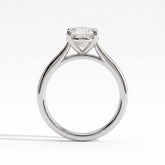Oval lab-grown diamond solitaire engagement ring in 14K (585) white gold, side profile 