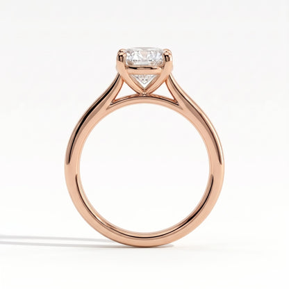 Oval lab-grown diamond solitaire engagement ring in 14K (585) rose gold, side profile 