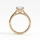 Oval lab-grown diamond solitaire engagement ring in 18K (750) yellow gold, side profile 