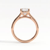Oval lab-grown diamond solitaire engagement ring in 18K (750) rose gold, side profile 