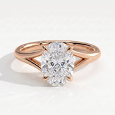 Oval lab-grown diamond solitaire engagement ring in 18K (750) rose gold, front view 