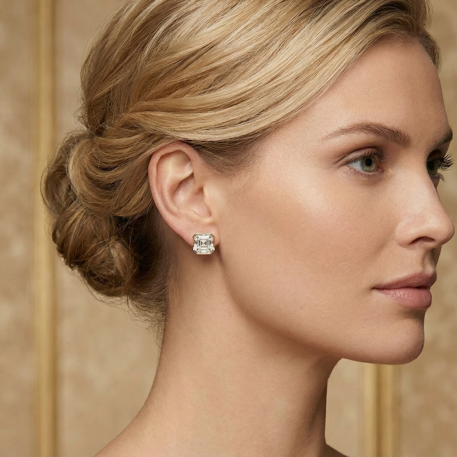 Mia Asschers Cut  Half Bezel Setting Earring