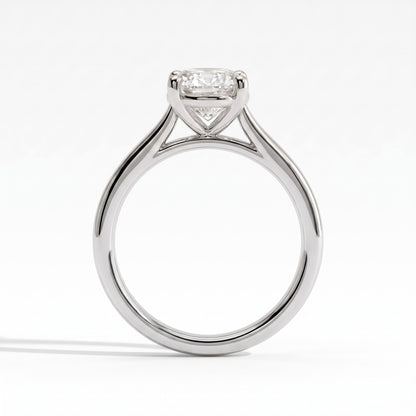 Oval lab-grown diamond solitaire engagement ring in 950 platinum, side profile 