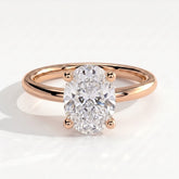 Oval lab-grown diamond solitaire engagement ring in 14K (585) rose gold, front view 