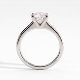 Oval lab-grown diamond solitaire engagement ring in 14K (585) white gold, side profile 