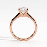 Oval lab-grown diamond solitaire engagement ring in 14K (585) rose gold, side profile 