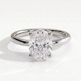 Oval lab-grown diamond solitaire engagement ring in 950 platinum, front view 