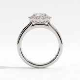 Oval lab-grown diamond halo engagement ring in 14K (585) white gold, side profile 