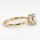 Oval lab-grown diamond bezel-set east-west solitaire engagement ring in 18K (750) yellow gold, detail view 