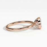 Oval lab-grown diamond bezel-set east-west solitaire engagement ring in 14K (585) rose gold, detail view 