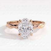 Oval lab-grown diamond solitaire engagement ring in 14K (585) rose gold, front view 