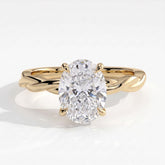 Oval lab-grown diamond solitaire engagement ring in 18K (750) yellow gold, front view 
