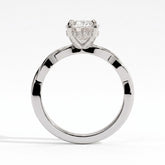 Oval lab-grown diamond solitaire engagement ring in 950 platinum, side profile 