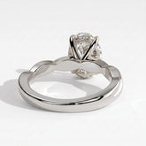 Oval lab-grown diamond solitaire engagement ring in 950 platinum, on white background 