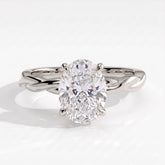 Oval lab-grown diamond solitaire engagement ring in 950 platinum, front view 