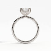 Oval lab-grown diamond solitaire engagement ring in 14K (585) white gold, side profile 