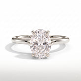 Oval lab-grown diamond solitaire engagement ring in 14K (585) white gold, front view 