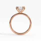 Oval lab-grown diamond solitaire engagement ring in 14K (585) rose gold, side profile 
