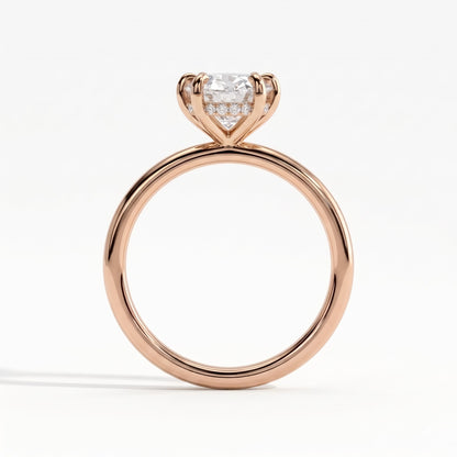 Oval lab-grown diamond solitaire engagement ring in 14K (585) rose gold, side profile 