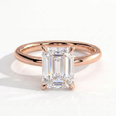 Radiant lab-grown diamond halo engagement ring in 14K (585) rose gold, front view 