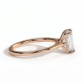 Radiant lab-grown diamond halo engagement ring in 14K (585) rose gold, detail view 