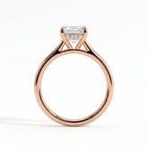 Radiant lab-grown diamond halo engagement ring in 14K (585) rose gold, side profile 
