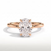 Oval lab-grown diamond solitaire engagement ring in 18K (750) rose gold, front view 