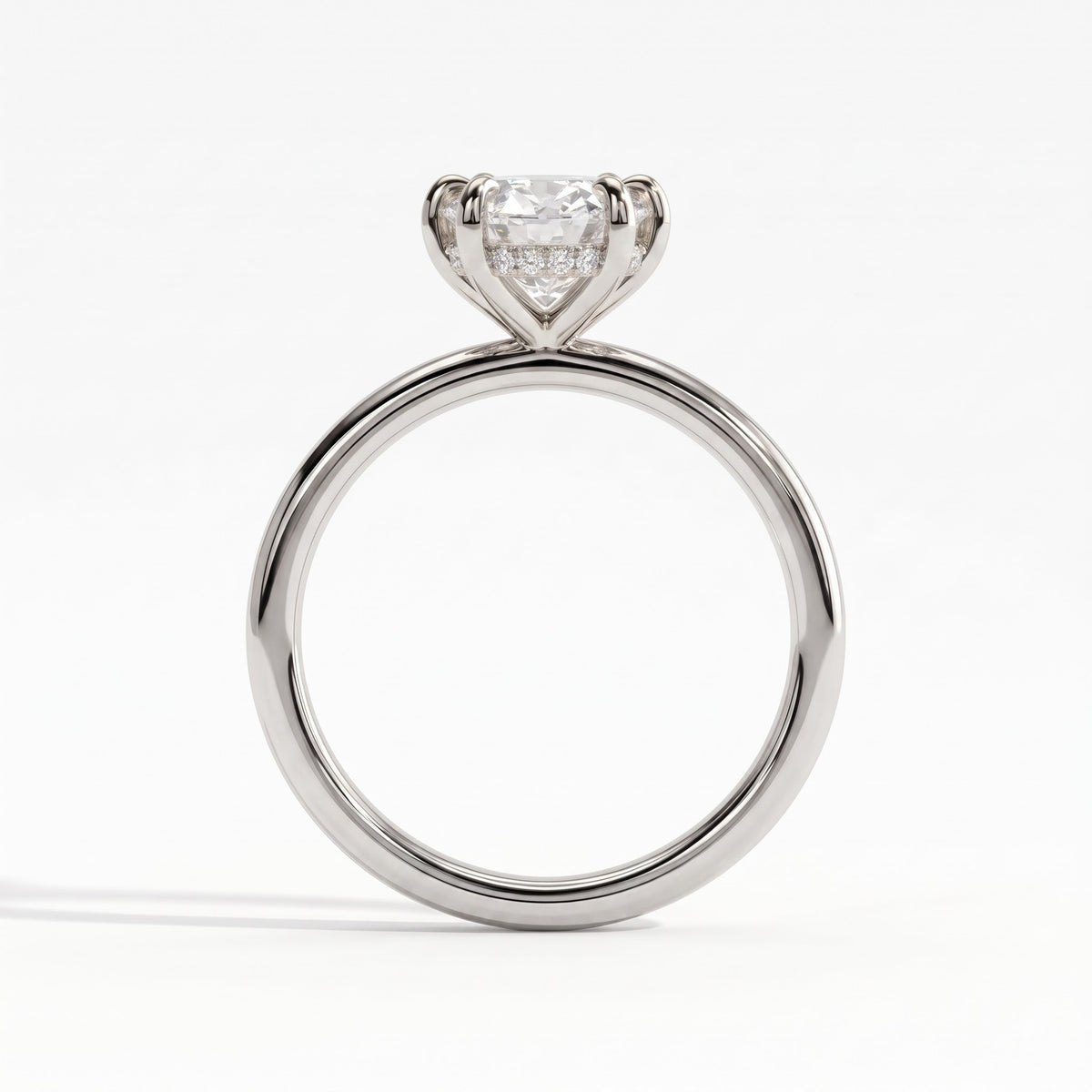 Oval lab-grown diamond solitaire engagement ring in 950 platinum, side profile 