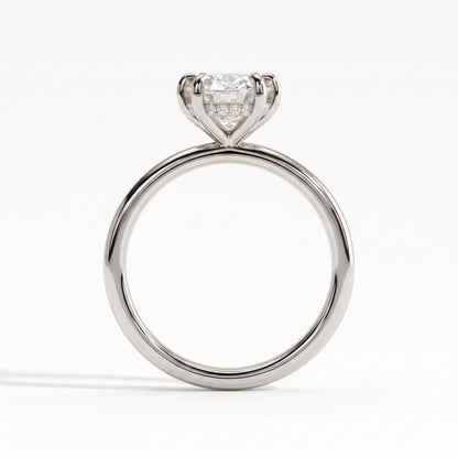 Oval lab-grown diamond solitaire engagement ring in 950 platinum, side profile 