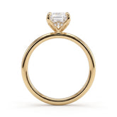 Emerald lab-grown diamond solitaire engagement ring in 14K (585) yellow gold, side profile 