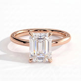 Emerald lab-grown diamond solitaire engagement ring in 14K (585) rose gold, front view 