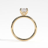 Emerald lab-grown diamond solitaire engagement ring in 18K (750) yellow gold, side profile 